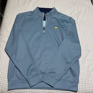 Peter Millar 2022 Masters Blue and Yellow Zip-Up Sweater